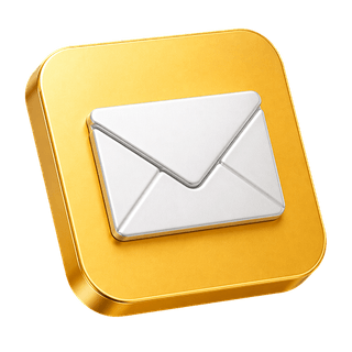 Élément décoratif en 3D représentant une enveloppe mail sur la page de contact